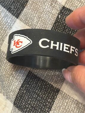 Vintage NFL Kansas City Chiefs wide black silicone rubber bracelet